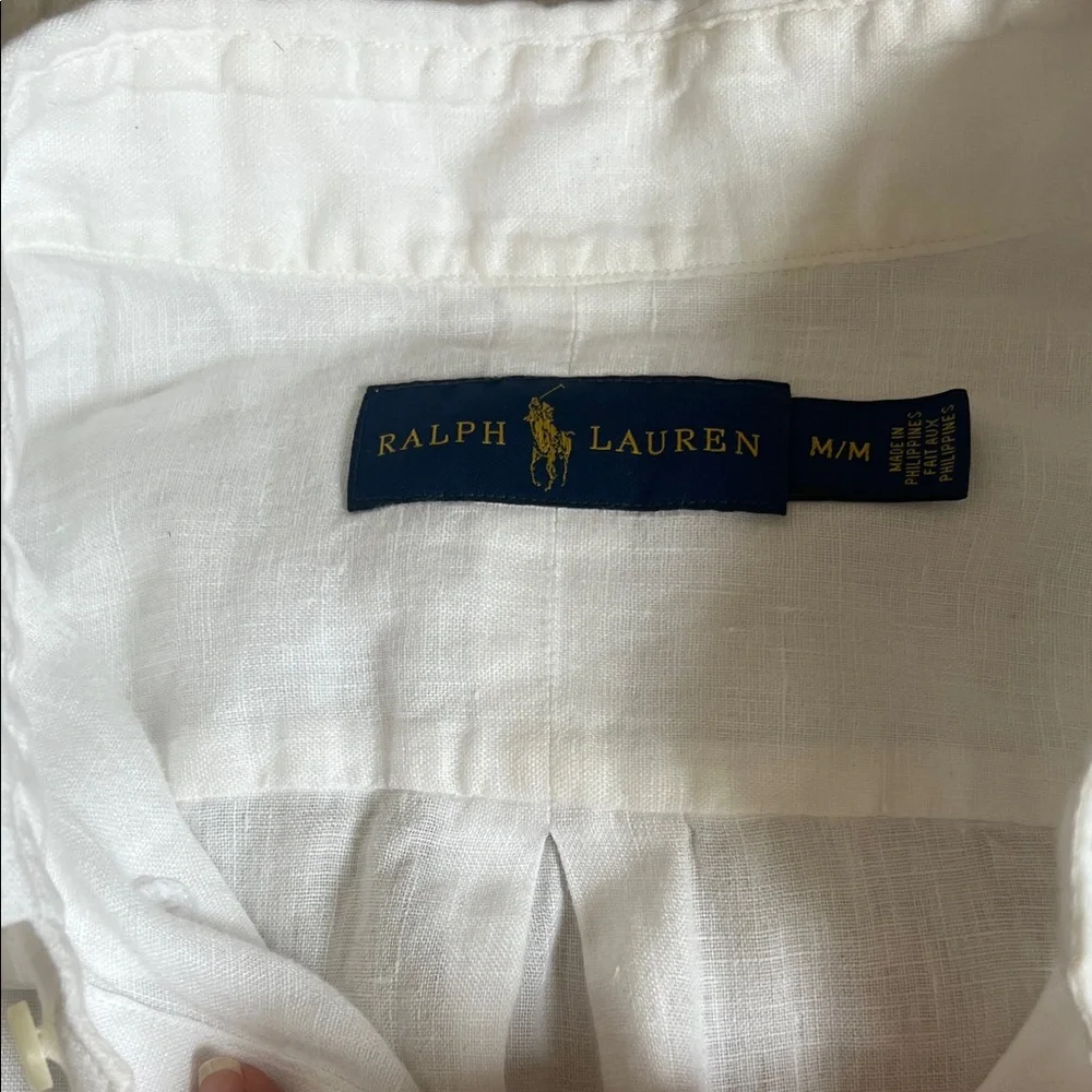 Ralph Lauren White Linen Men's Shirt M - Picture 3 of 5